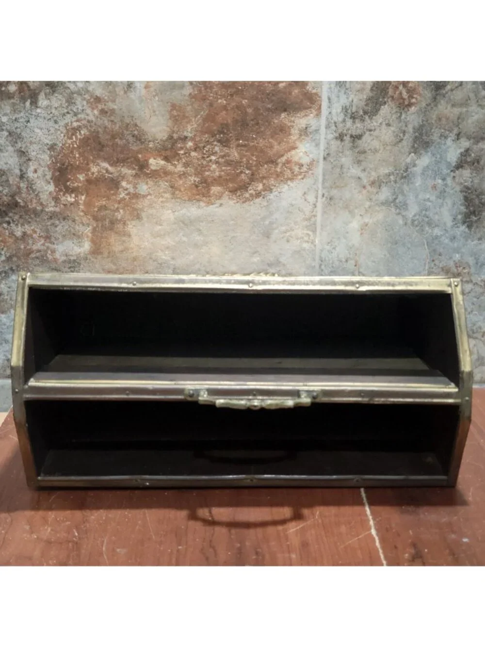 Antique Embossed Brass Fireplace Coal Box Magazine Bin Sailing Ships Vintage